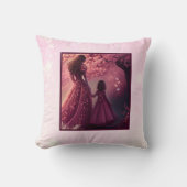 かわいいピンクドレスマムドーター引用文 ユニーク クッション (正面)