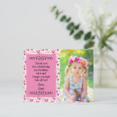 かわいいピンクドーナッツカップケーキ誕生日ありがとう ポストカード (スタンド正面)