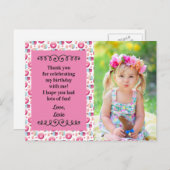 かわいいピンクドーナッツカップケーキ誕生日ありがとう ポストカード (正面/裏面)