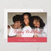 かわいいピンクハッピーバースデーフォトポストカード ポストカード (正面/裏面)