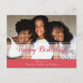 かわいいピンクハッピーバースデーフォトポストカード ポストカード (正面)