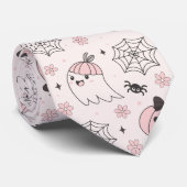 かわいいピンクハロウィンパターンと幽霊、カボチャ ネクタイ (ロール)