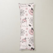 かわいいピンクハロウィンパターンと幽霊、カボチャ ボディピロー (裏面 (縦))