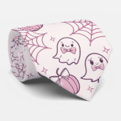 かわいいピンクハロウィーン幽霊&パンプキン ネクタイ (ロール)