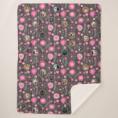 かわいいピンクハートとフラワードッグ母フォトコラージュ シェルパブランケット (正面)