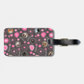 かわいいピンクハートとフラワードッグ母フォトコラージュ ラゲッジタグ (裏面横)