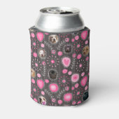 かわいいピンクハートとフラワードッグ母フォトコラージュ 缶クーラー (缶裏面)