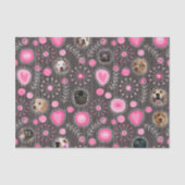 かわいいピンクハートとフラワードッグ母フォトコラージュ 薄葉紙 (正面)