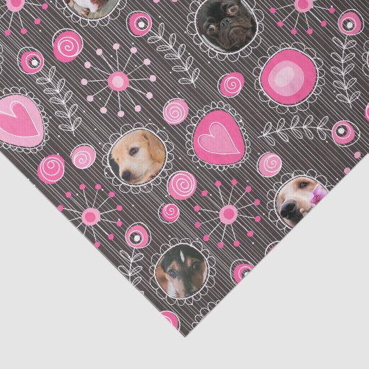 かわいいピンクハートとフラワードッグ母フォトコラージュ 薄葉紙 (詳細)