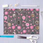 かわいいピンクハートとフラワードッグ母フォトコラージュ 薄葉紙 (クラフト)