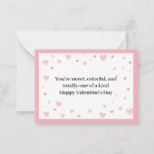 かわいいピンクハートとマカロンミニバレンタインデー ノートカード (裏面)