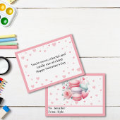 かわいいピンクハートとマカロンミニバレンタインデー ノートカード