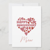 かわいいピンクハートシェイプロマンチックなハッピーアニバーサリー シーズンカード (正面)
