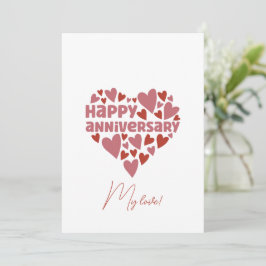 かわいいピンクハートシェイプロマンチックなハッピーアニバーサリー シーズンカード