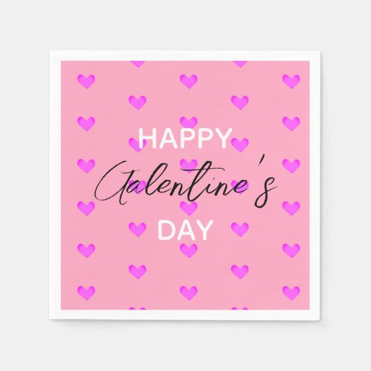 かわいいピンクハートハッピーガレンティンデー スタンダードカクテルナプキン (正面)