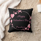 かわいいピンクハートハッピーバレンタイン クッション (ブランケット)