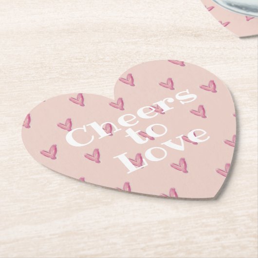 かわいいピンクハートバレンタインデー ペーパーコースター (アングル)