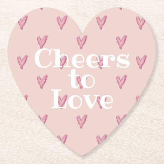 かわいいピンクハートバレンタインデー ペーパーコースター (正面)
