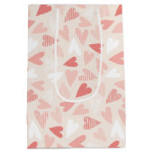 かわいいピンクハートバレンタインデー ミディアムペーパーバッグ (裏面)