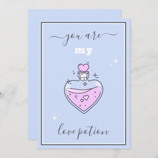かわいいピンクハートラブポションバレンタインデーガーリー シーズンカード (正面/裏面)