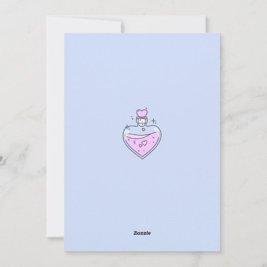 かわいいピンクハートラブポションバレンタインデーガーリー シーズンカード (裏面)