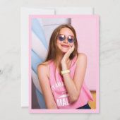 かわいいピンクハート写真卒業パーティー 招待状 (裏面)