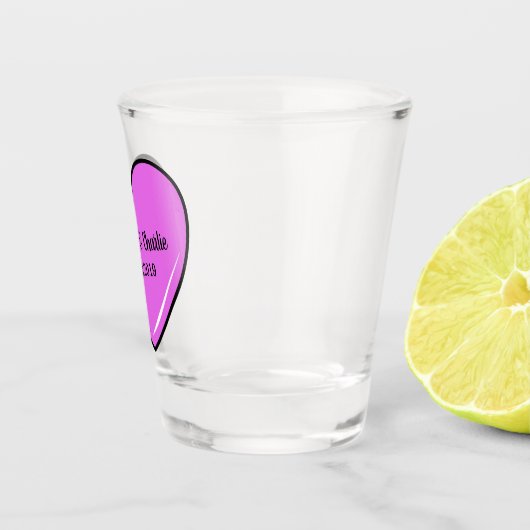 かわいいピンクハート名前をカスタムする&日付ショットグラス ショットグラス (右)