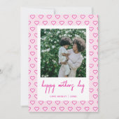 かわいいピンクハート柄トレンディー写真母の日 カード (正面)