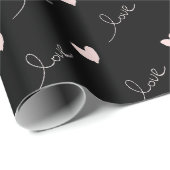 かわいいピンクハート&ラブスクリプトバレンタインデー ラッピングペーパー (ロールコーナー)