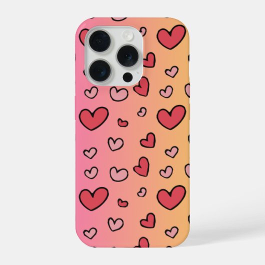 かわいいピンクハートiPhone 15 Proケース iPhoneケース (裏面)