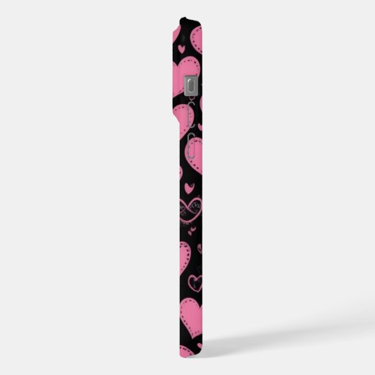 かわいいピンクハートiphone 15 pro max case iPhoneケース (左側面)