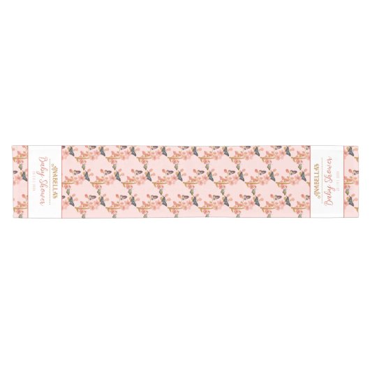 かわいいピンクバタフライベビーシャワーショートテーブルランナー ショートテーブルランナー (横)