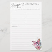 かわいいピンクバタフライワイルドフラワーファミリーレシピカード (正面)