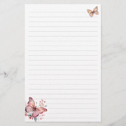 かわいいピンクバタフライワイルドフラワーファミリーレシピカード (裏面)