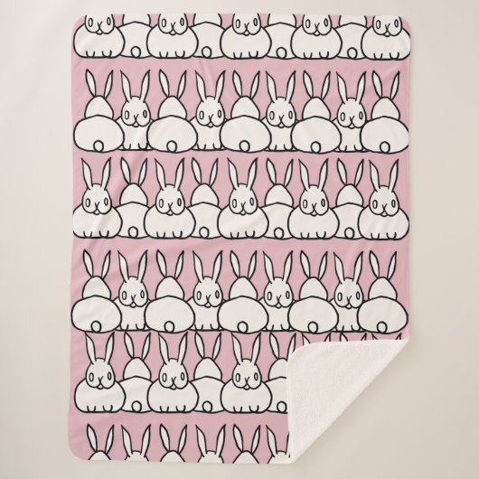 かわいいピンクバニーブランケット – フリース – シェルパ シェルパブランケット (正面)