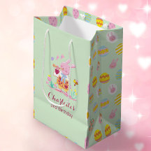 かわいいピンクバニー卵パターン子供の誕生日グリーン