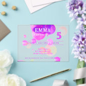 かわいいピンクバブル子供の誕生日パーティー アクリル招待状 (インサイチュ (ウェディング))