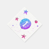 かわいいピンクバルーンガール1st誕生日パーティー スタンダードカクテルナプキン (角)