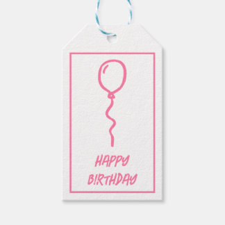 かわいいピンクバルーン誕生日ギフトラベル ギフトタグ