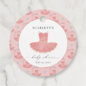 かわいいピンクバレリナツチュベビーガールベイビーシャワー フェイバータグ (裏面)
