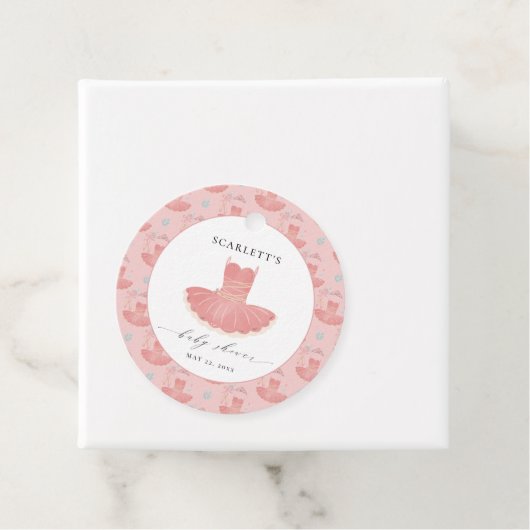 かわいいピンクバレリナツチュベビーガールベイビーシャワー フェイバータグ (インサイチュ)