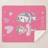 かわいいピンクバレリナユニコーンシェルパブランケット シェルパブランケット (正面(横))