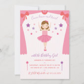 かわいいピンクバレリーナ誕生日追加フォト招待状 招待状 (正面)