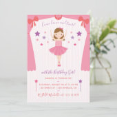 かわいいピンクバレリーナ誕生日追加フォト招待状 招待状 (スタンド正面)
