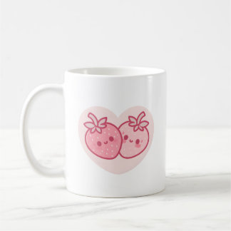 かわいいピンクバレンタインストロベリー コーヒーマグカップ