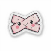 かわいいピンクバンドエイドデカールの傷やひび シール (正面)