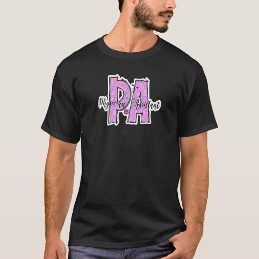 かわいいピンクパステルヒョウ医師アシスタントPA H Tシャツ (正面)