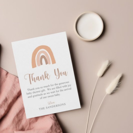 かわいいピンクパステルボホレインボーベビーシャワー サンキューカード
