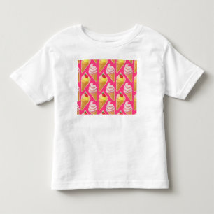 かわいいピンクパターンとストロベリーアイスクリーム トドラーTシャツ