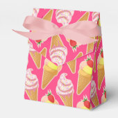 かわいいピンクパターンとストロベリーアイスクリーム フェイバーボックス (正面サイド)